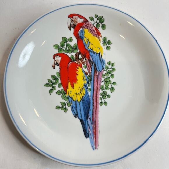 Leart Set of 4 Tropical Bird Parrot Plates - Picture 5 of 6